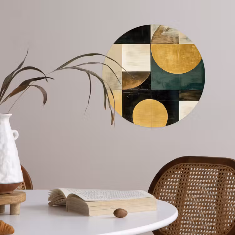 Abstract - Goud - Brons - Vormen - Geometrisch Wandcirkel behangsticker klein -sfeer3