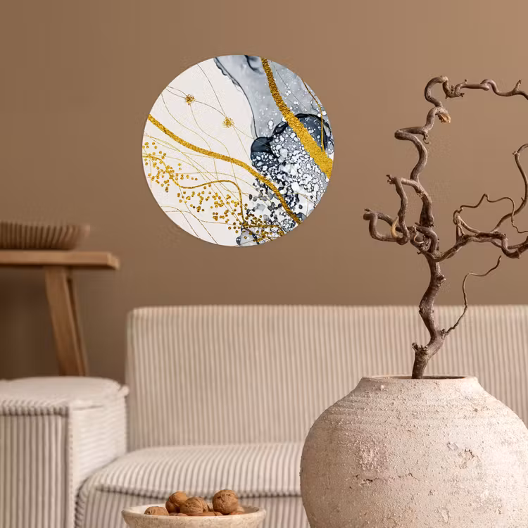 Abstract - Goud - Natuur - Kunst Wandcirkel behangsticker klein -sfeer1