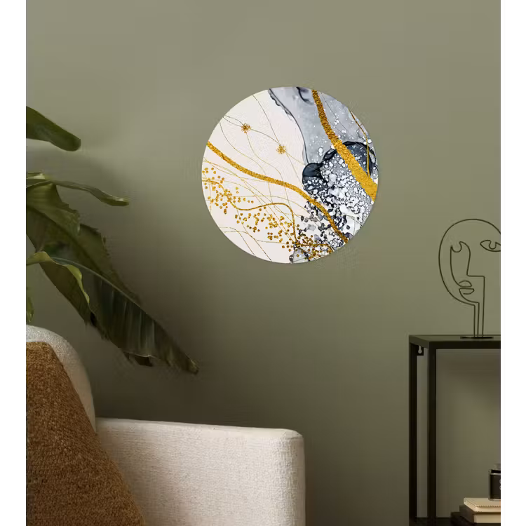 Abstract - Goud - Natuur - Kunst Wandcirkel behangsticker klein -sfeer2