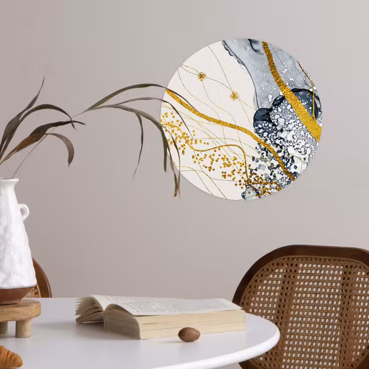 Abstract - Goud - Natuur - Kunst Wandcirkel behangsticker klein -sfeer3