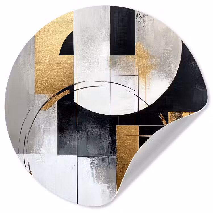 Abstract - Goud - Zilver - Vormen - Aesthetic Wandcirkel behangsticker klein -3d