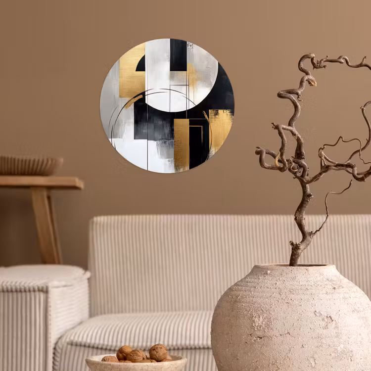 Abstract - Goud - Zilver - Vormen - Aesthetic Wandcirkel behangsticker klein -sfeer1