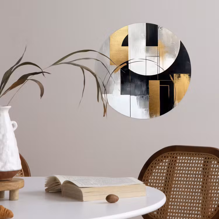 Abstract - Goud - Zilver - Vormen - Aesthetic Wandcirkel behangsticker klein -sfeer3