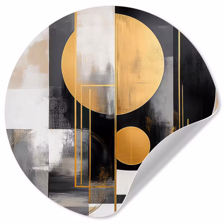 Abstract - Goud - Zilver - Vormen - Aesthetic - Modern Wandcirkel behangsticker klein -3d