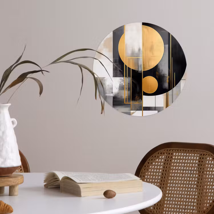 Abstract - Goud - Zilver - Vormen - Aesthetic - Modern Wandcirkel behangsticker klein -sfeer3