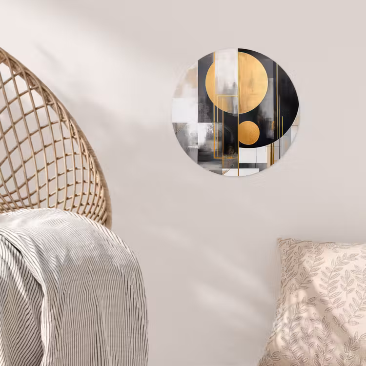 Abstract - Goud - Zilver - Vormen - Aesthetic - Modern Wandcirkel behangsticker klein -sfeer4