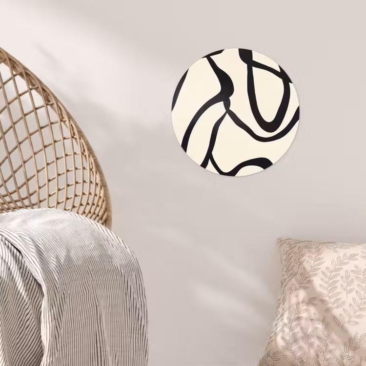 Abstract - Lijnen - Modern - Beige Wandcirkel behangsticker klein -sfeer4