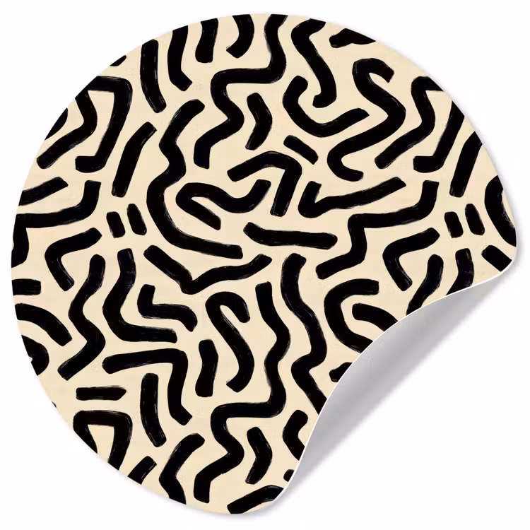 Abstract - Lijnen - Zwart Wandcirkel behangsticker klein 186 -3d