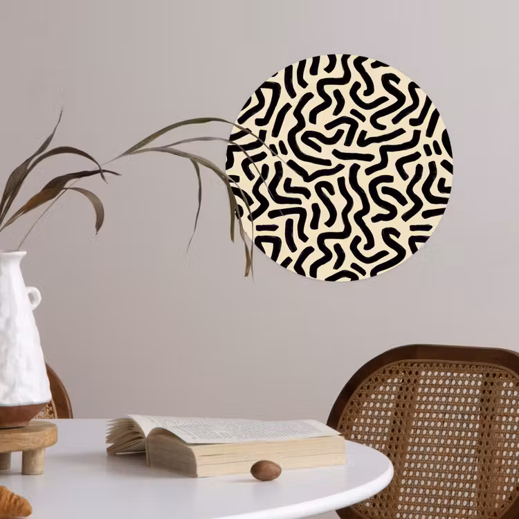 Abstract - Lijnen - Zwart Wandcirkel behangsticker klein 186 -sfeer3