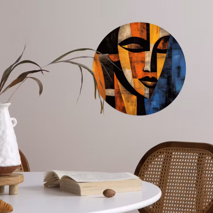 Abstract - Portret - Kleurvakken Wandcirkel behangsticker klein -sfeer3