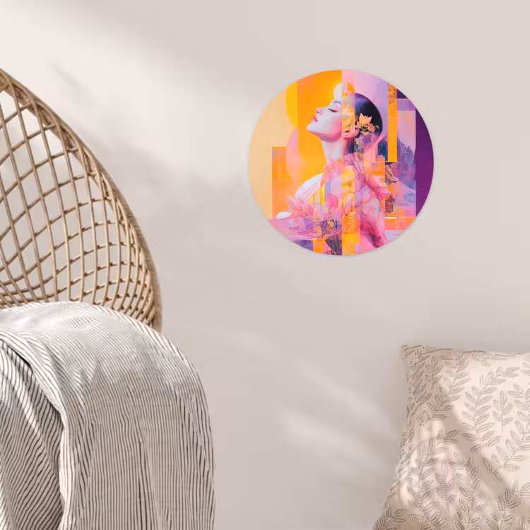 Abstract - Portret - Vrouw - Kleurrijk Wandcirkel behangsticker klein -sfeer4