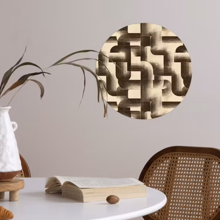 Abstract - Retro - Zwart Wandcirkel behangsticker klein 186 -sfeer3