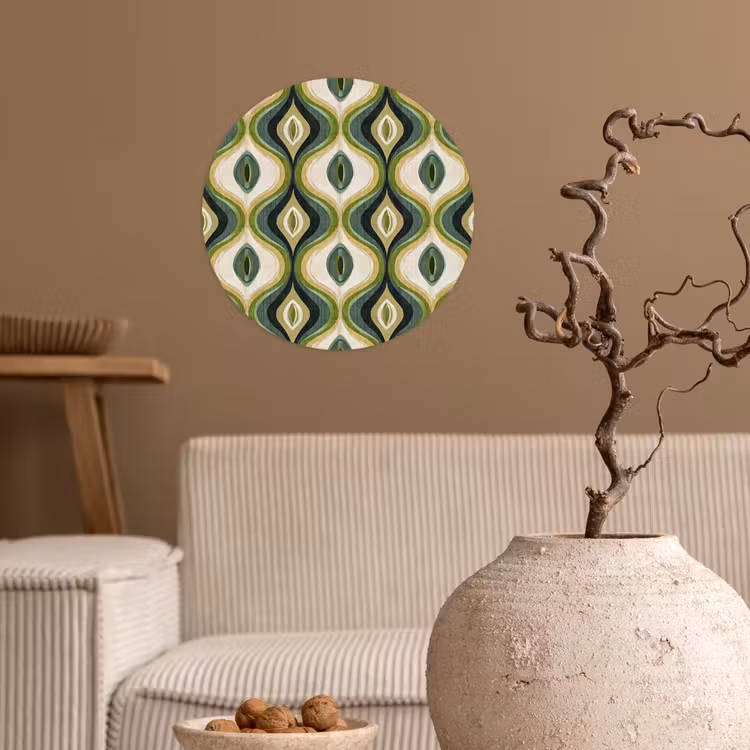 Abstract - Ritmisch - Groen Wandcirkel behangsticker klein 186 -sfeer1