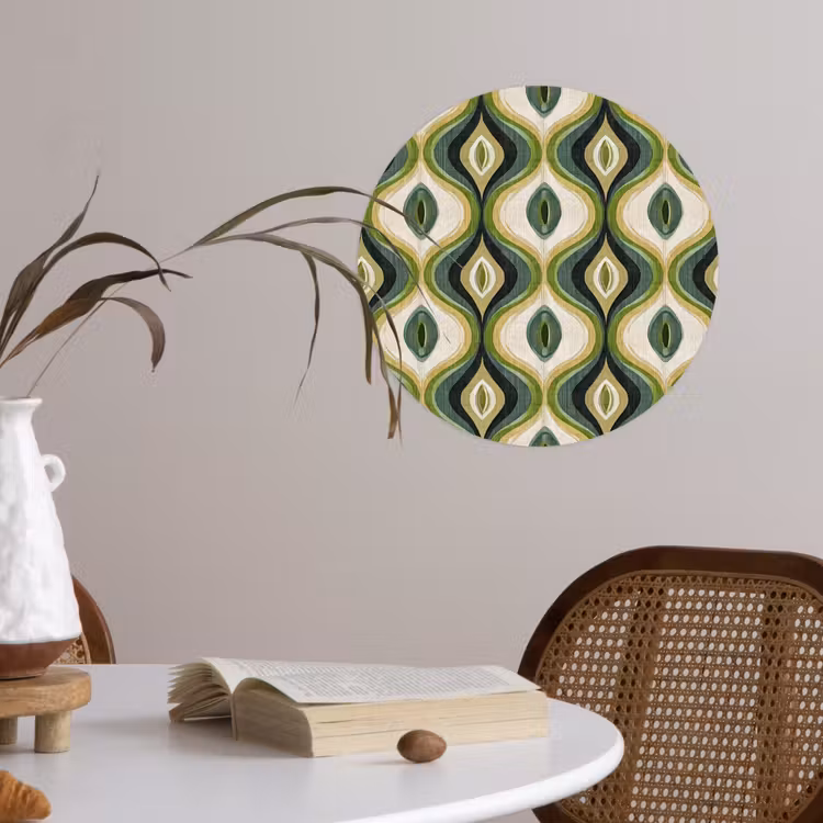 Abstract - Ritmisch - Groen Wandcirkel behangsticker klein 186 -sfeer3
