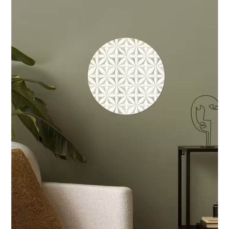 Abstract - Structuur - Grijs - Wit Wandcirkel behangsticker klein 186 -sfeer2