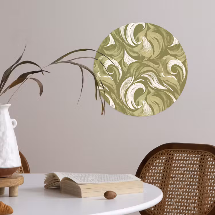 Abstract - Textuur - Groen Wandcirkel behangsticker klein 186 -sfeer3