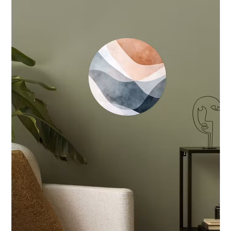 Abstract - Golven - Blauw Wandcirkel behangsticker klein -sfeer2
