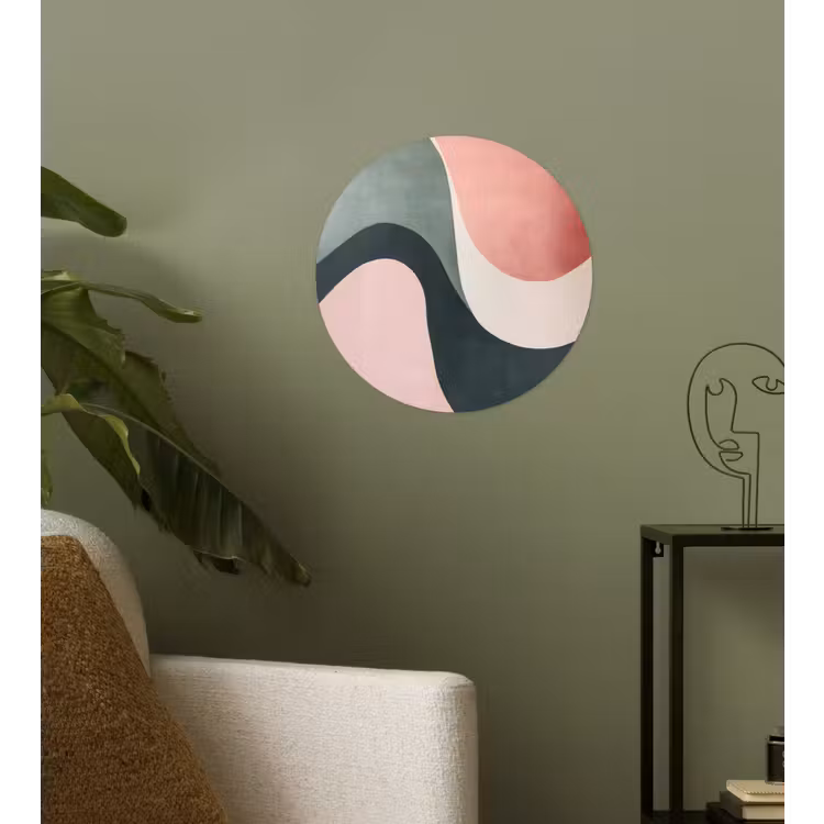 Abstract - Golven - Sierlijk - Roze Wandcirkel behangsticker klein -sfeer2