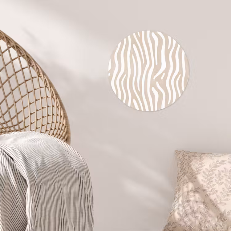 Abstract - Zebra - Beige Wandcirkel behangsticker klein 186 -sfeer4