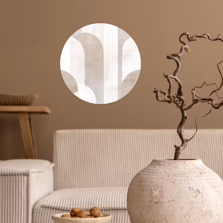 Abstracte bogen - Modern - Beige Wandcirkel behangsticker klein -sfeer1