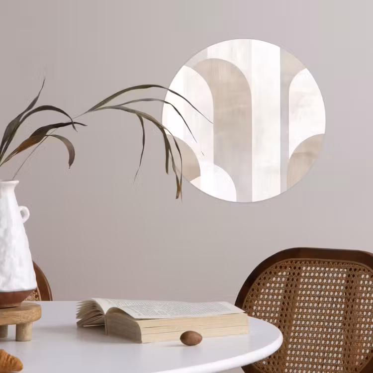 Abstracte bogen - Modern - Beige Wandcirkel behangsticker klein -sfeer3