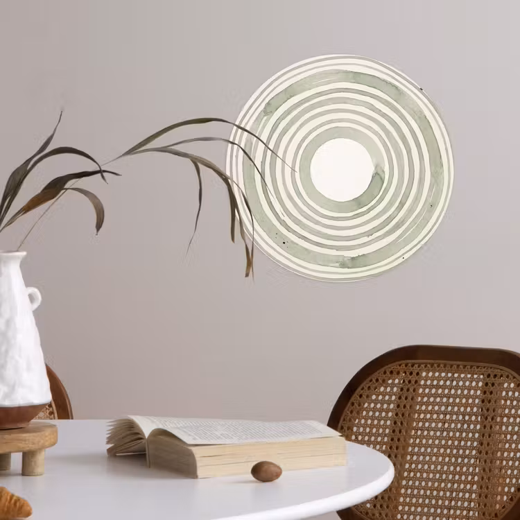 Abstractie - Cirkels - Waterverf - Groen - Modern Wandcirkel behangsticker klein -sfeer3