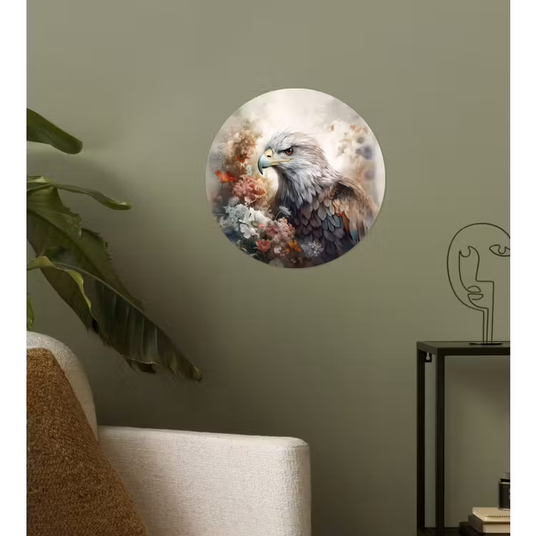 Arend - Adelaar - Vogel - Bloemen - Natuur Wandcirkel behangsticker klein -sfeer2