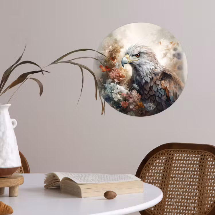 Arend - Adelaar - Vogel - Bloemen - Natuur Wandcirkel behangsticker klein -sfeer3