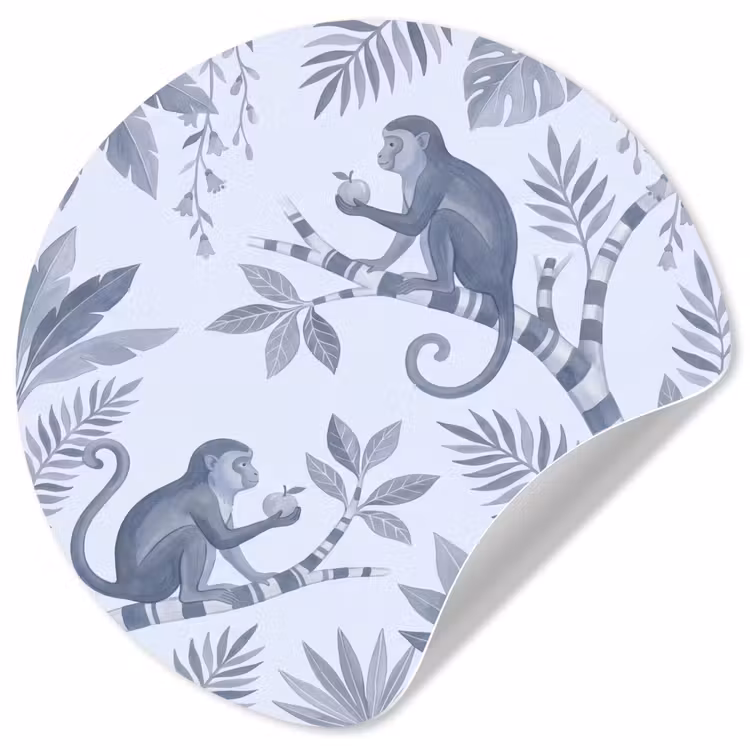 Aap - Boom - Bladeren - Jungle - Illustratie Wandcirkel behangsticker klein -3d