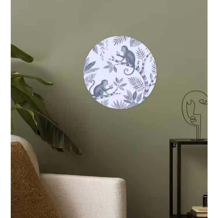 Aap - Boom - Bladeren - Jungle - Illustratie Wandcirkel behangsticker klein -sfeer2