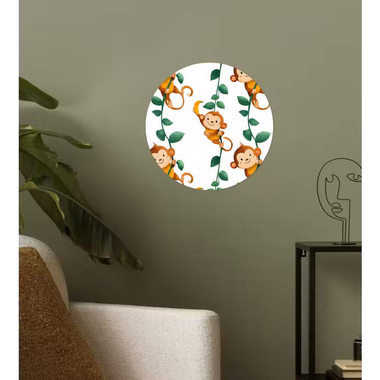 Apen - Lianen - Kleurrijk Wandcirkel behangsticker klein 186 -sfeer2