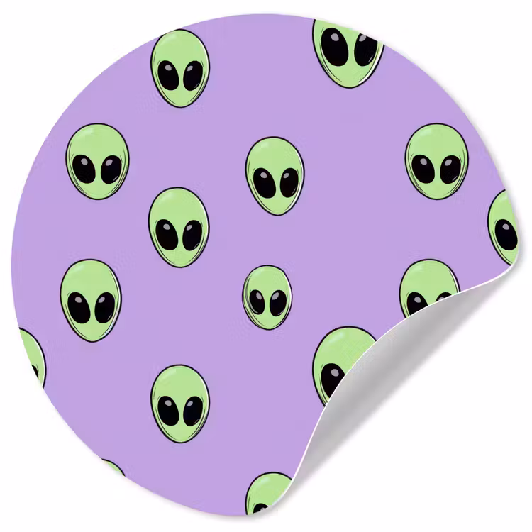 Alien - Retro - Lila Wandcirkel behangsticker klein 186 -3d