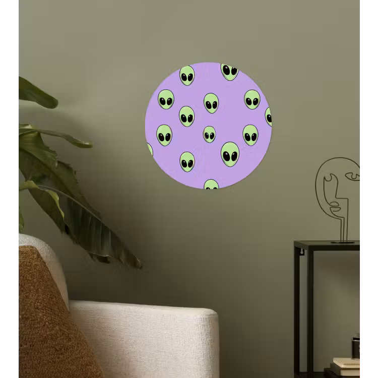 Alien - Retro - Lila Wandcirkel behangsticker klein 186 -sfeer2