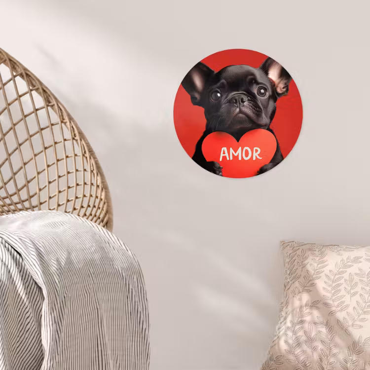 Amor - Hond - Hartje - Rood Wandcirkel behangsticker klein -sfeer4