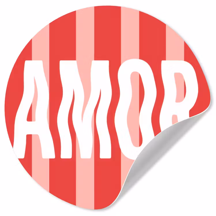 Amor - Strepen - Rood - Roze Wandcirkel behangsticker klein -3d
