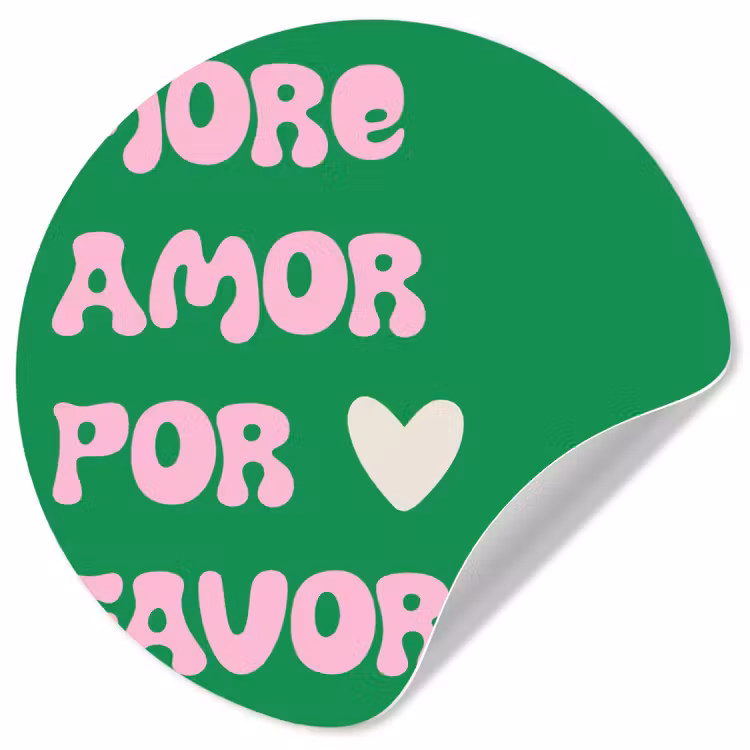 Amor - Valentijn - Groen - Tekst Wandcirkel behangsticker klein -3d