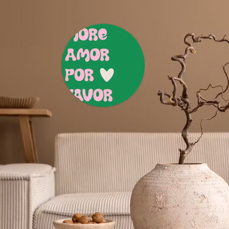 Amor - Valentijn - Groen - Tekst Wandcirkel behangsticker klein -sfeer1