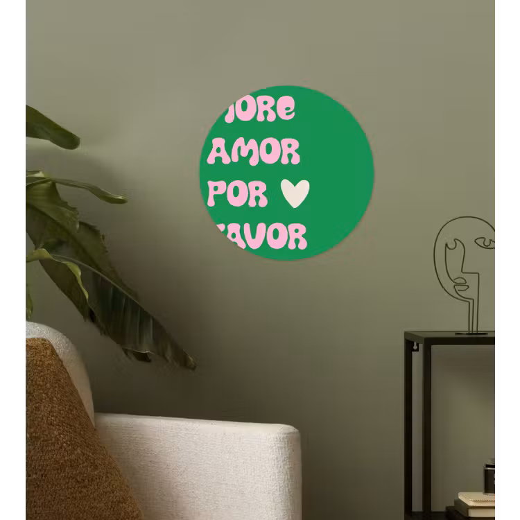 Amor - Valentijn - Groen - Tekst Wandcirkel behangsticker klein -sfeer2
