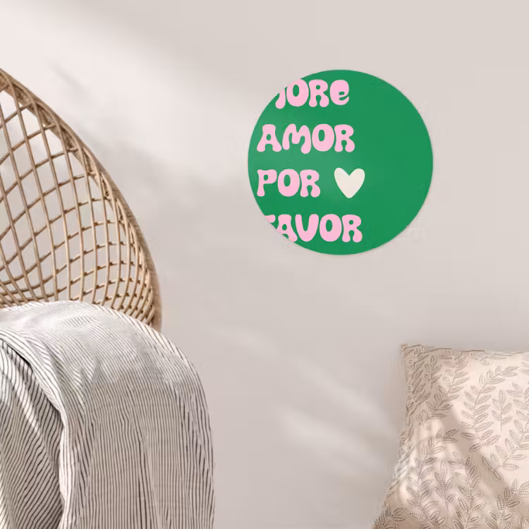Amor - Valentijn - Groen - Tekst Wandcirkel behangsticker klein -sfeer4