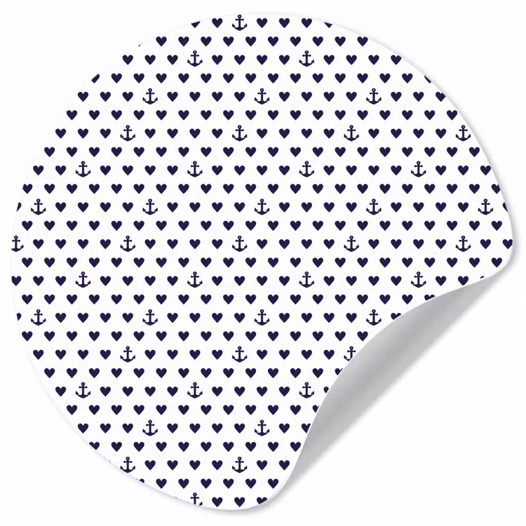 Anker - Hart - Blauw - Wit Wandcirkel behangsticker klein 186 -3d