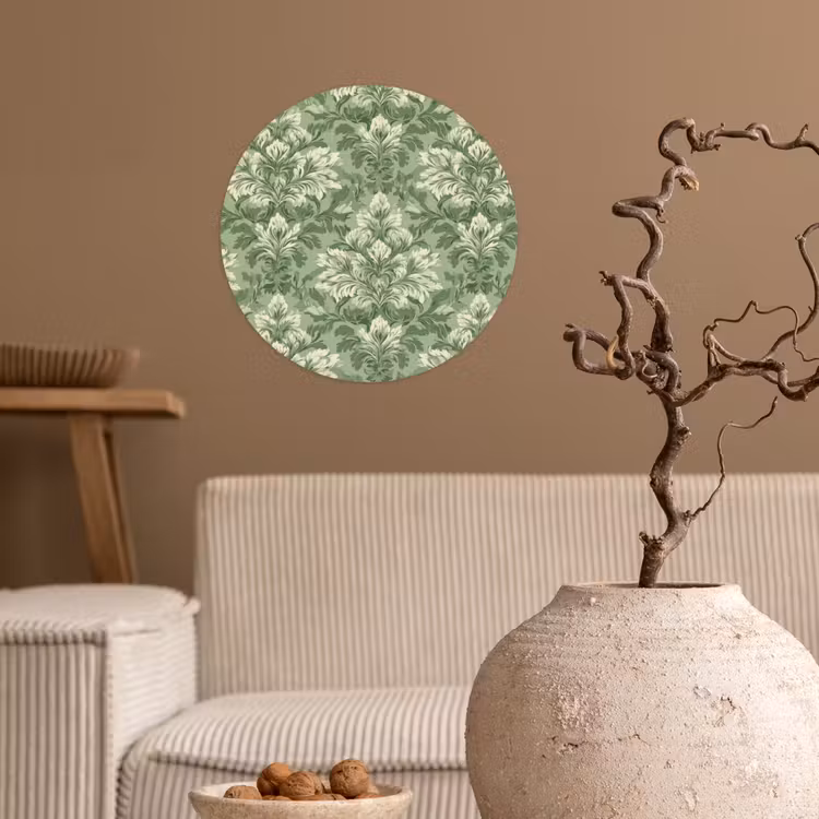 Sierlijk - Lichtgroen - Planten - Patroon - Getailleerd Wandcirkel behangsticker klein 186 -sfeer1