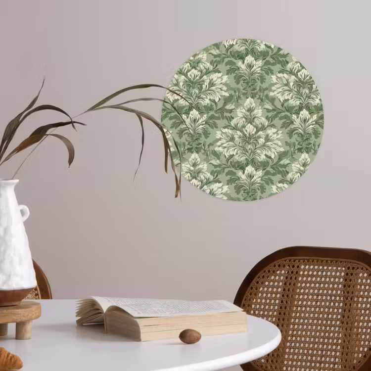 Sierlijk - Lichtgroen - Planten - Patroon - Getailleerd Wandcirkel behangsticker klein 186 -sfeer3