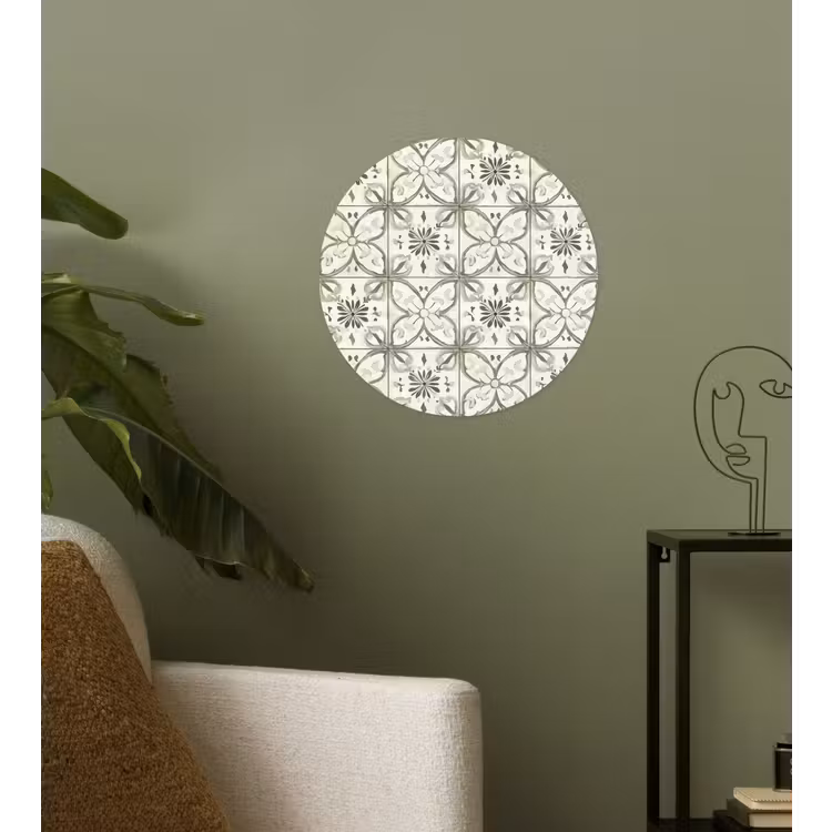 Antiek - Tegel - Beige Wandcirkel behangsticker klein 186 -sfeer2