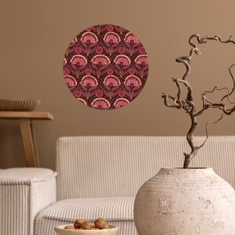 Antiek - Bloemen - Kleurrijk Wandcirkel behangsticker klein 186 -sfeer1