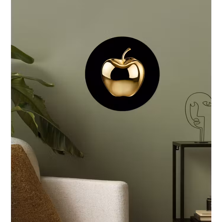 Appel - Goud - Chrome - Zwart Wandcirkel behangsticker klein -sfeer2