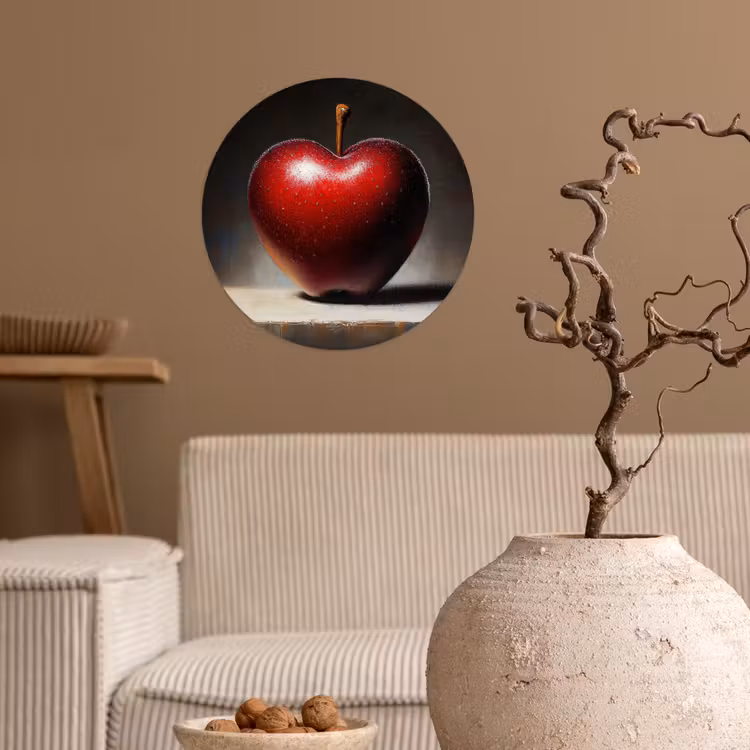 Apple - Hart - Rood Wandcirkel behangsticker klein -sfeer1