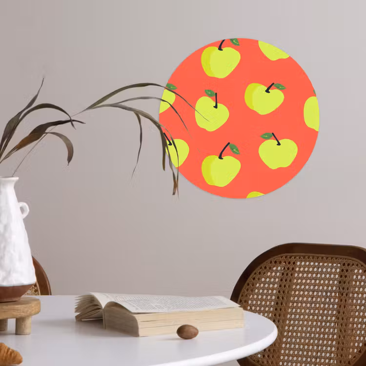 Appels - Modern - Groen Wandcirkel behangsticker klein 186 -sfeer3
