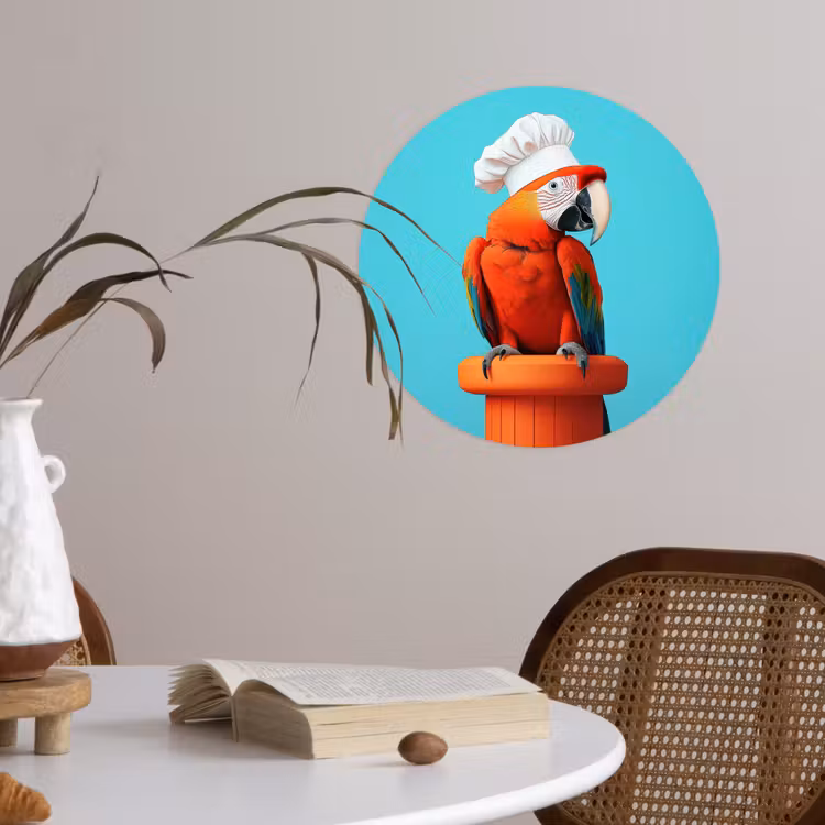 Ara - Koksmuts - Sokkel - Grappig Wandcirkel behangsticker klein -sfeer3
