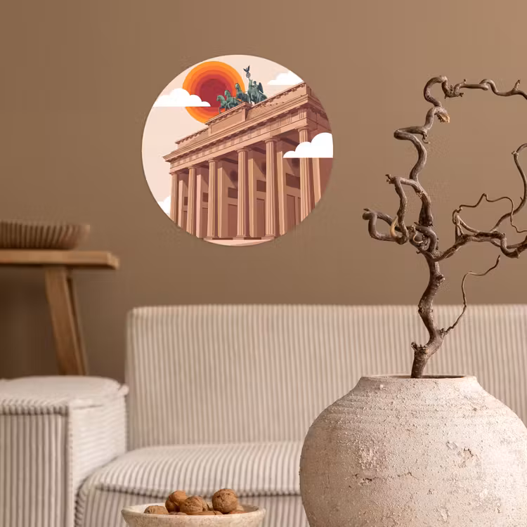 Architectuur - Brandenburg - Berlijn - Zonsondergang - Historisch Wandcirkel behangsticker klein -sfeer1