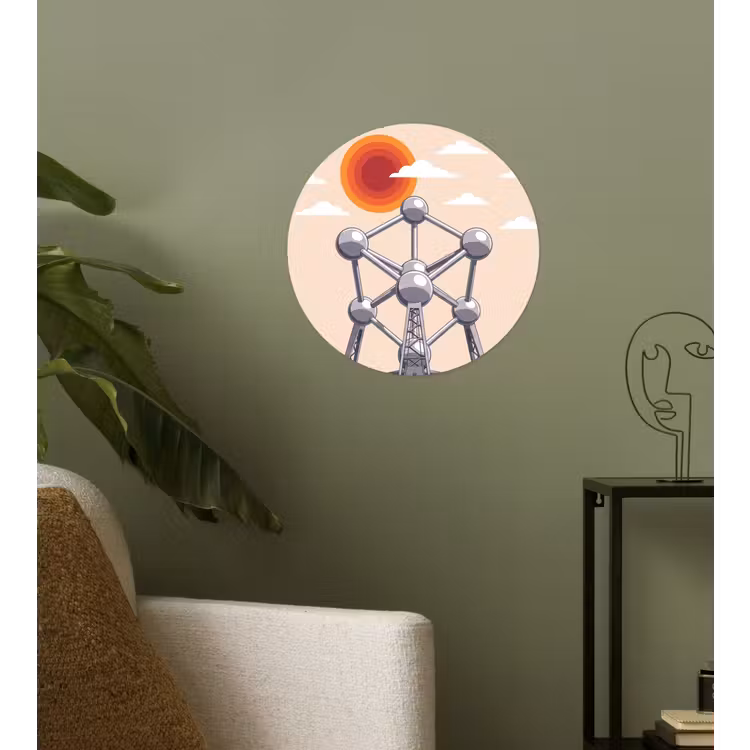 Architectuur - Geometrie - Stad - Modern - Grijs Wandcirkel behangsticker klein -sfeer2